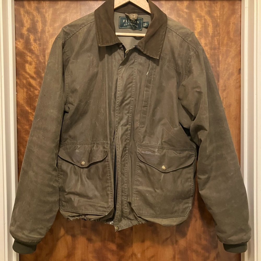 C.C. Filson Co. Seattle Tin Cloth Waxed Bomber Jacket w/ Vest Liner (removable!)